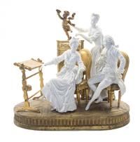 A French Gilt Bronze and Sevres Style Bisque Porcelain Figural Group, Height 11 1/2 inches.