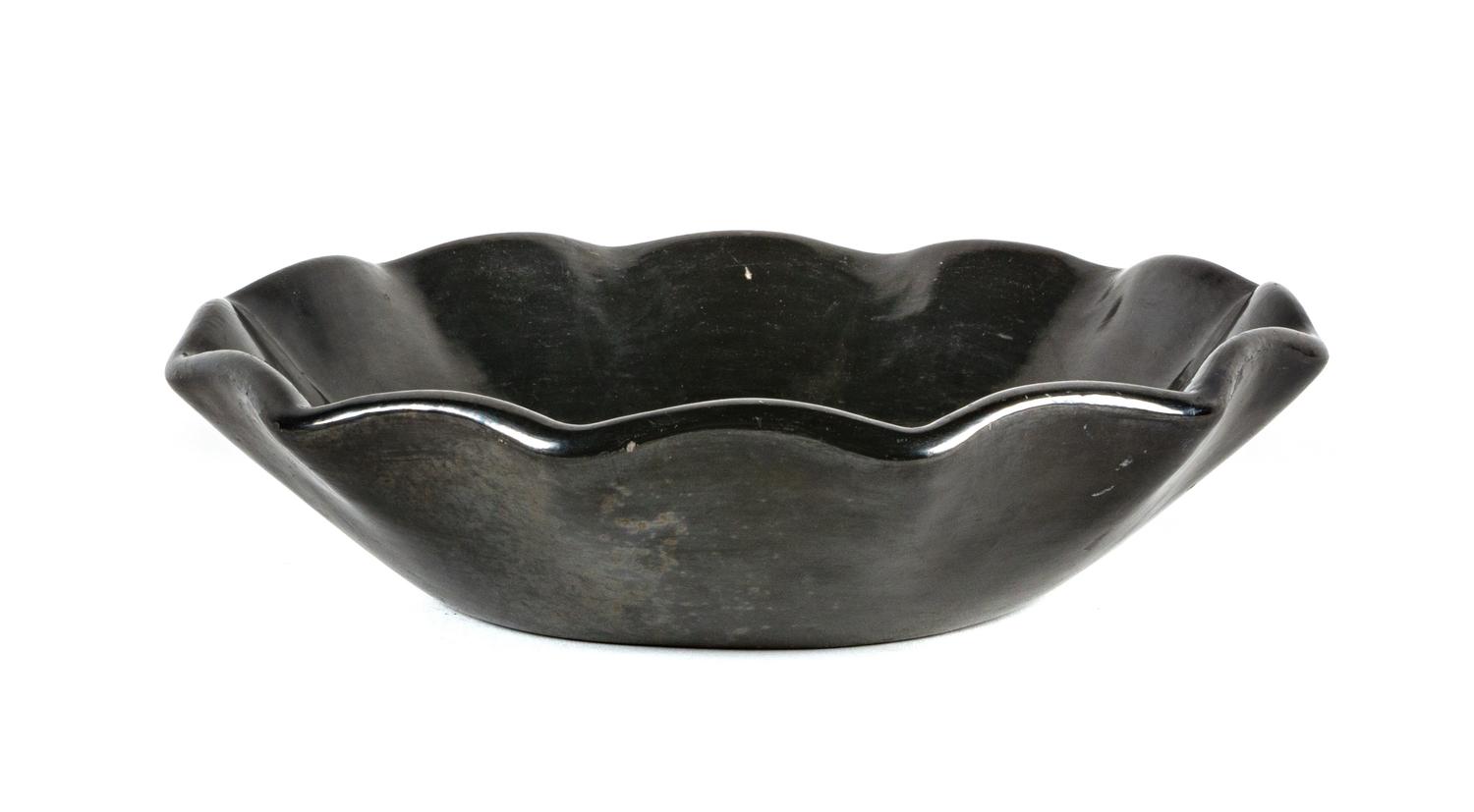 San Ildefonso Polished Blackware Bowl Height 2 3/4 x Depth 11 1/2 inch
