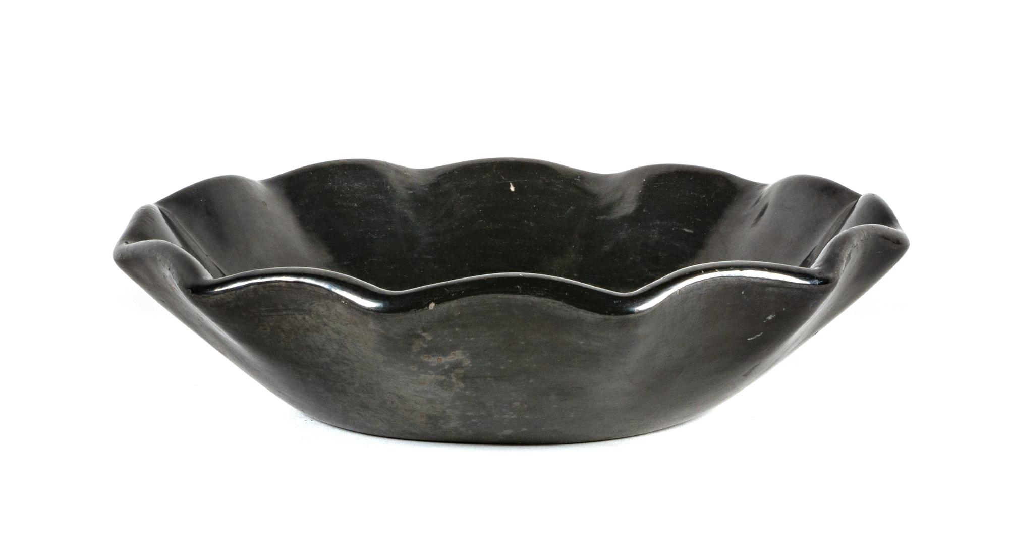 San Ildefonso Polished Blackware Bowl Height 2 3/4 x Depth 11 1/2 inch