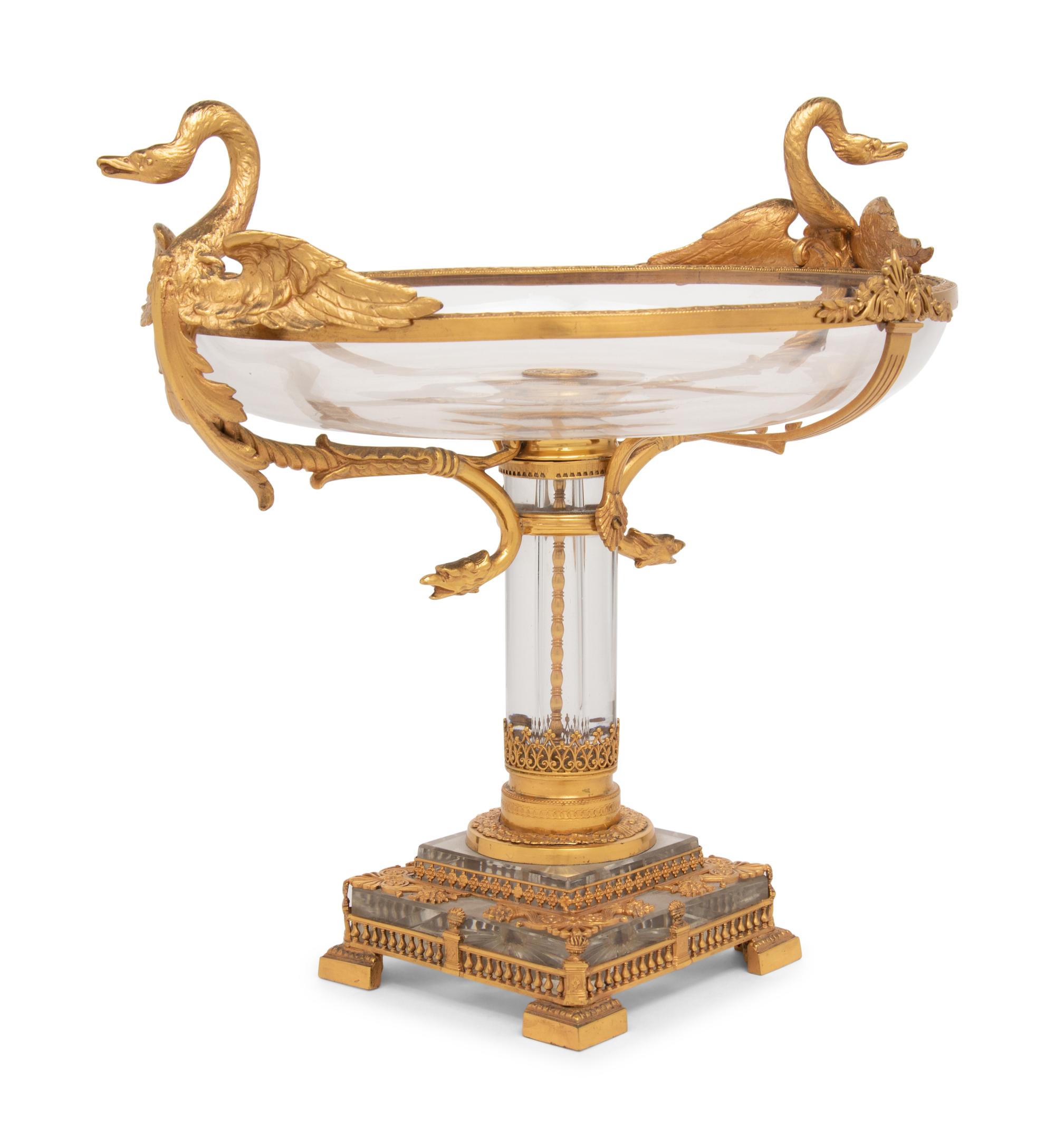 An Empire Style Cut Glass and Gilt Bronze Centerpiece