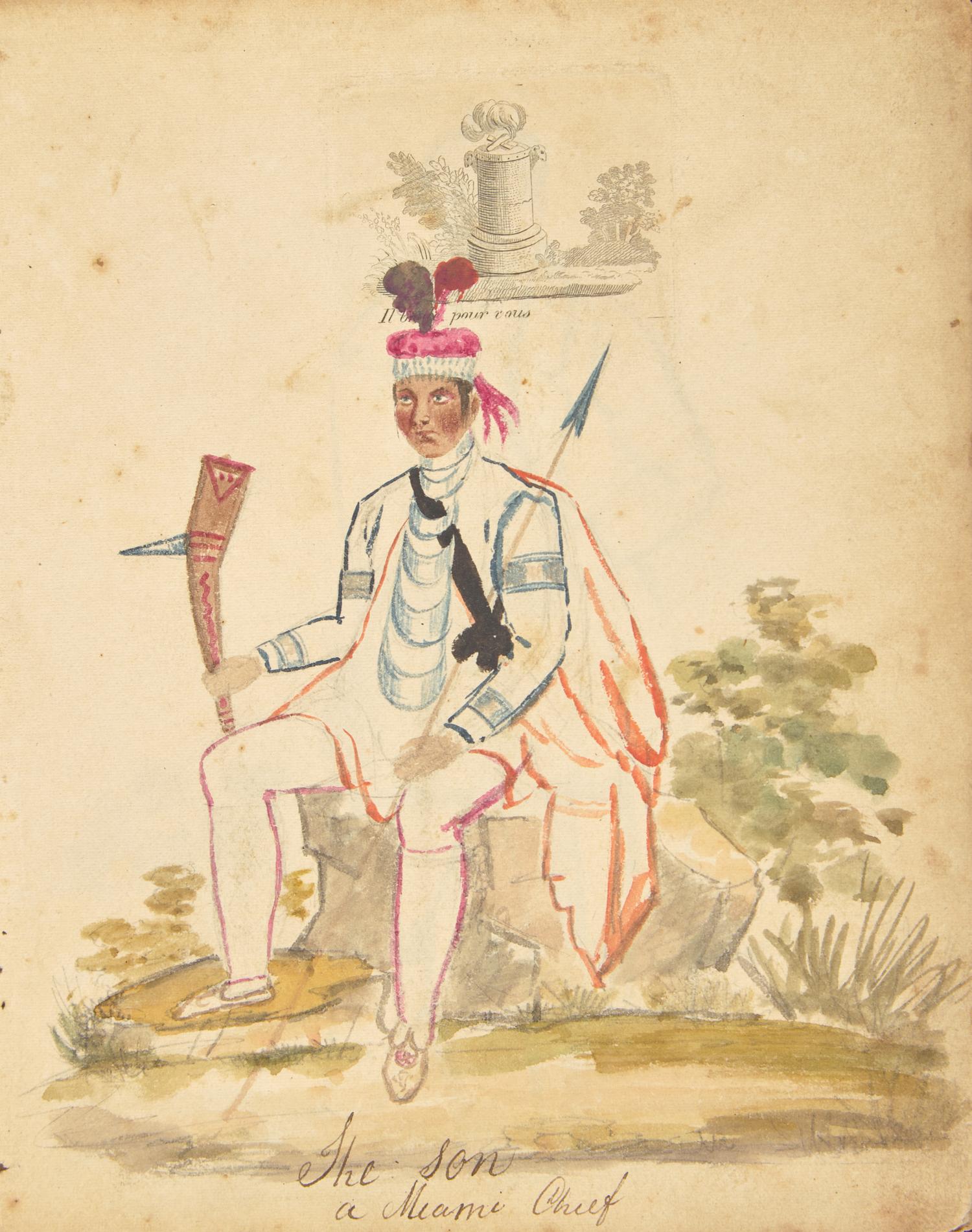 [Native Americana] [Lewis, James Otto] Schweighofer, Julius. Near-Contemporary Sketchbook of Images from James Otto Lewis' "Aboriginal Port Folio"