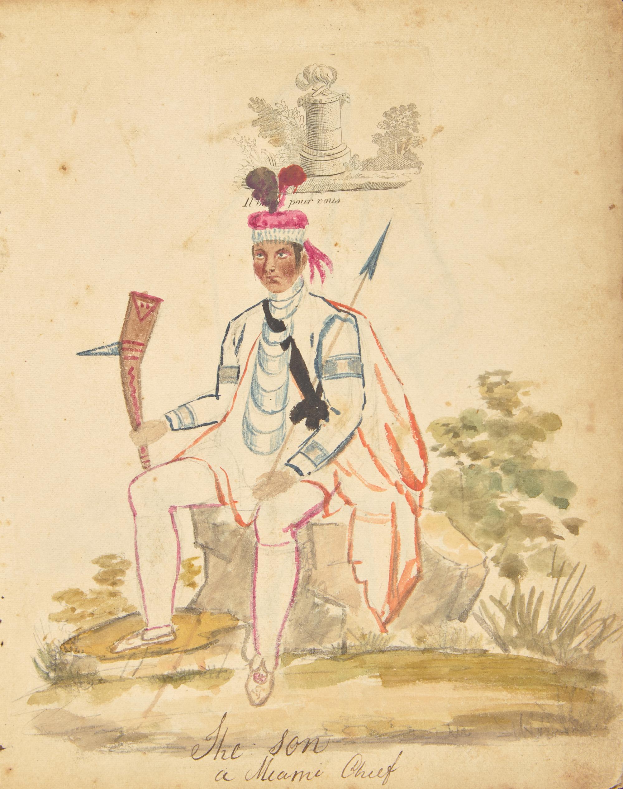[Native Americana] [Lewis, James Otto] Schweighofer, Julius. Near-Contemporary Sketchbook of Images from James Otto Lewis' "Aboriginal Port Folio"