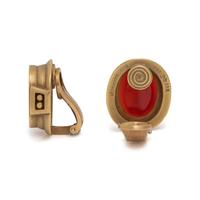 KIESELSTEIN-CORD, YELLOW GOLD AND CARNELIAN INTAGLIO EARCLIPS