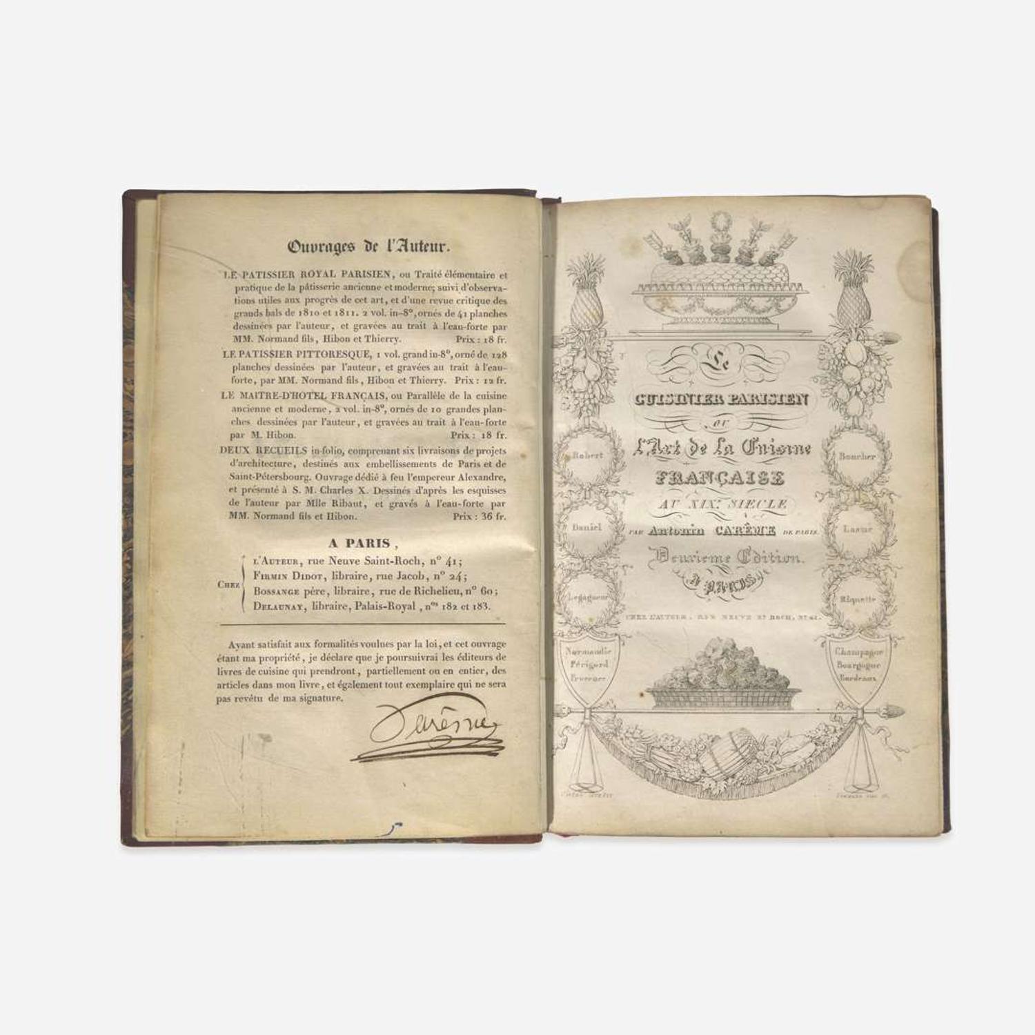 [Food & Drink] Carême, Antoine Group of 3 French Cookbooks
