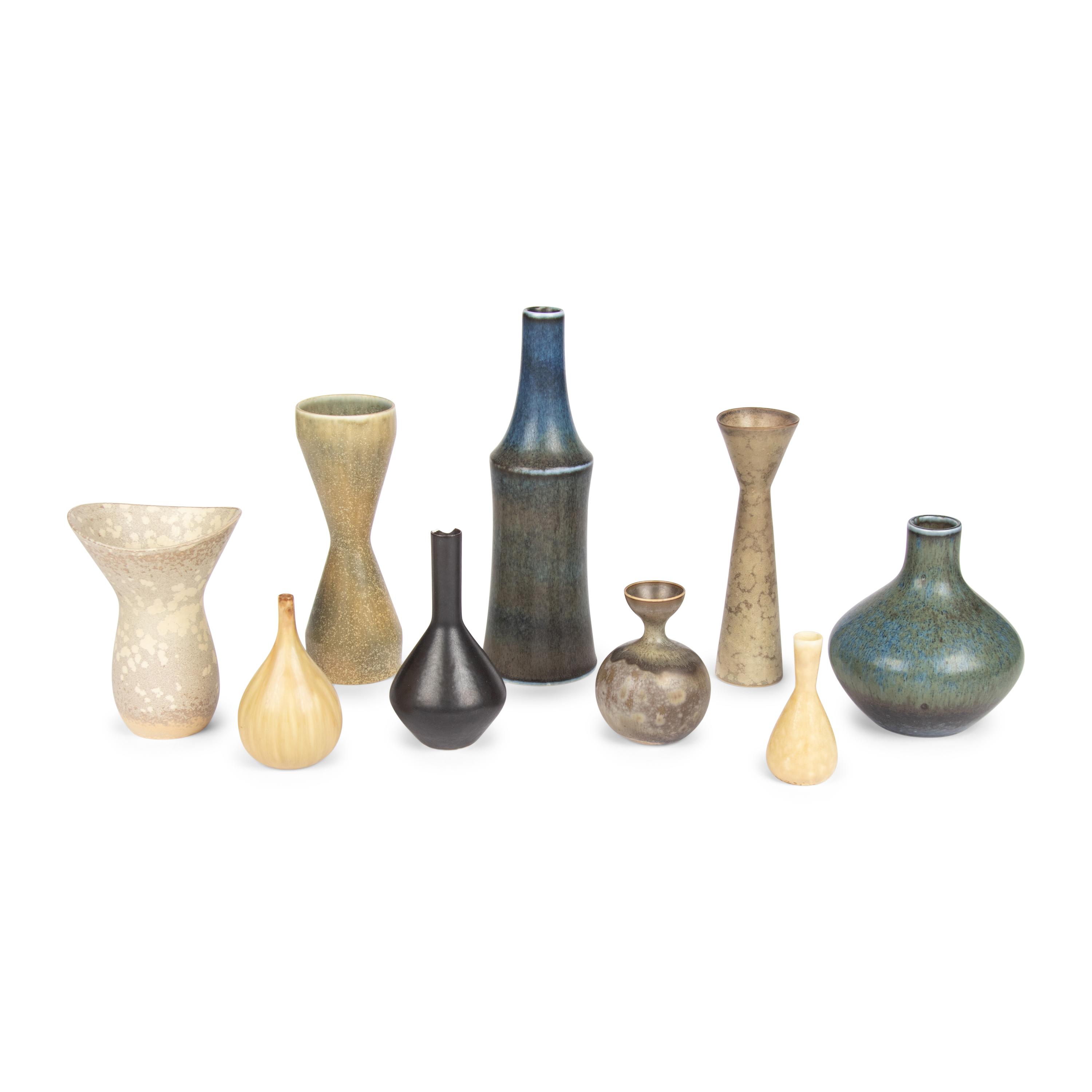 Carl-Harry Stålhane (Swedish, 1920–1990) — Collection of Nine Vases Rostrand, Sweden, c. 1950