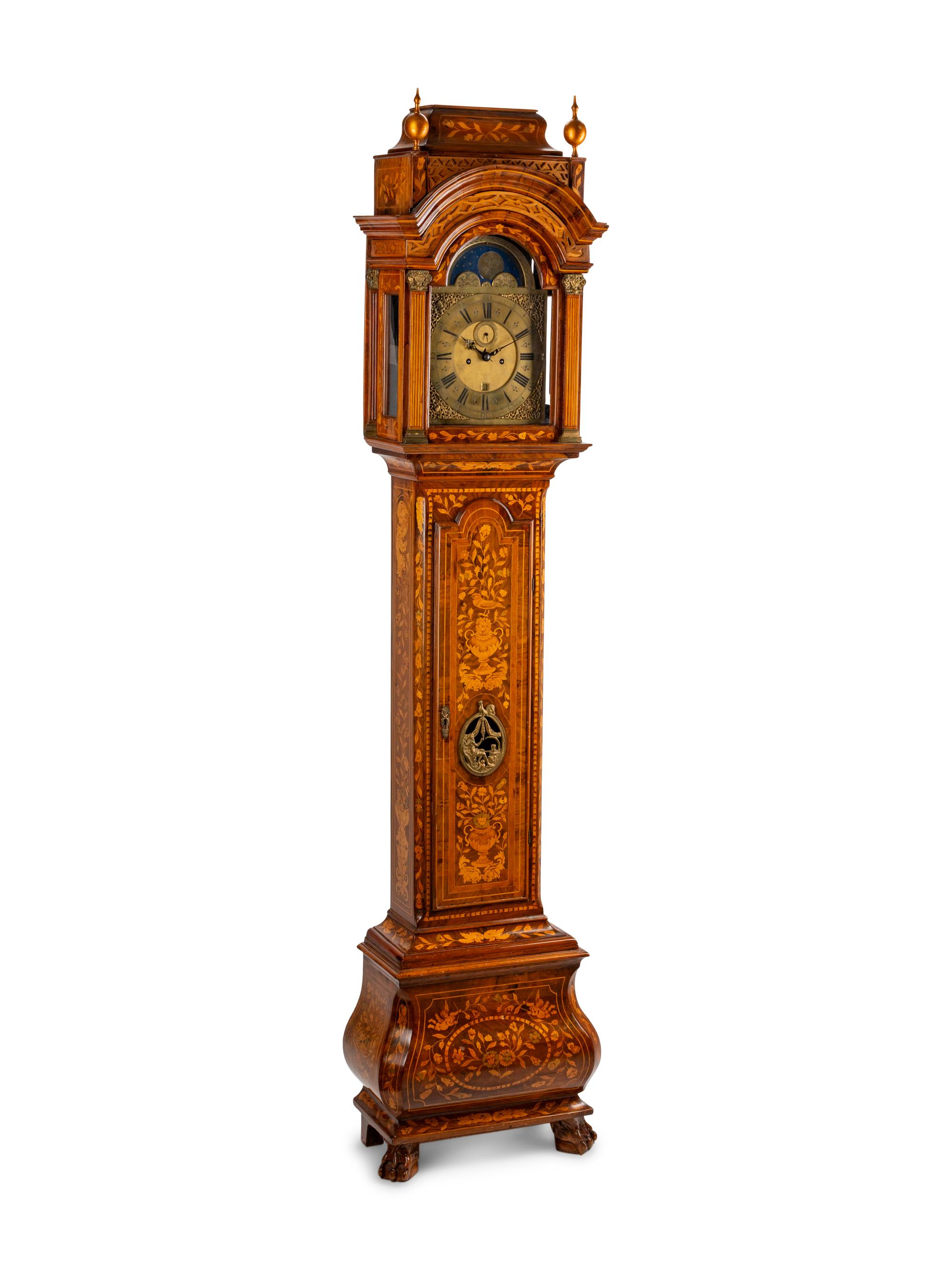 A Dutch Rococo Marquetry Longcase Clock — 18TH CENTURY