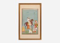 Indian School, possibly Mewar, 18th/19th century, Mounted Prince with Attendants 印度畫 十八或十九世紀