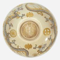 Three small Japanese Satsuma-type enameled pottery cabinet pieces Meiji period