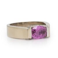 Pink Sapphire, Diamond, and White Gold Ring