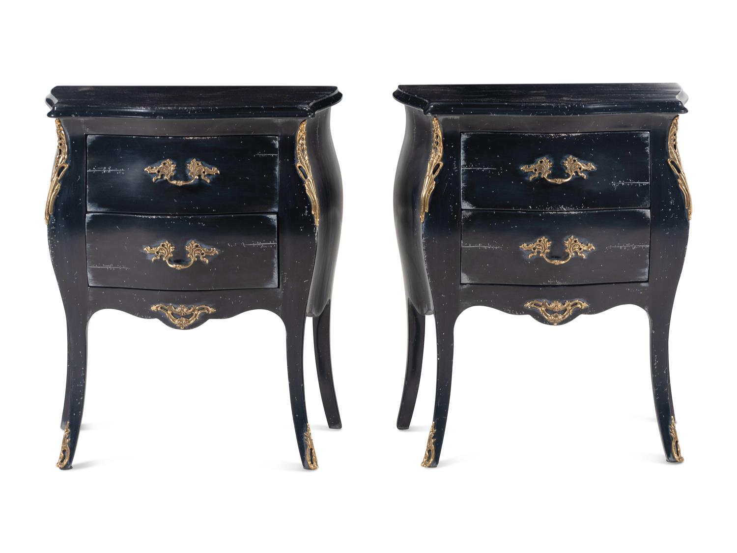 A Pair of Vangelista Mobili Gilt Metal Mounted Commodes