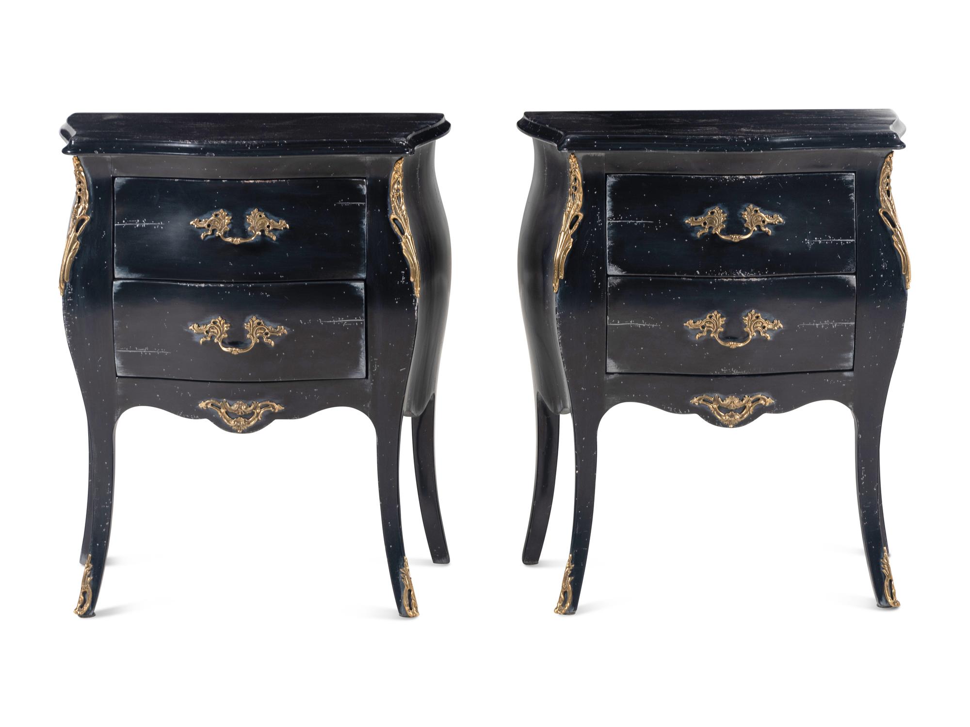 A Pair of Vangelista Mobili Gilt Metal Mounted Commodes