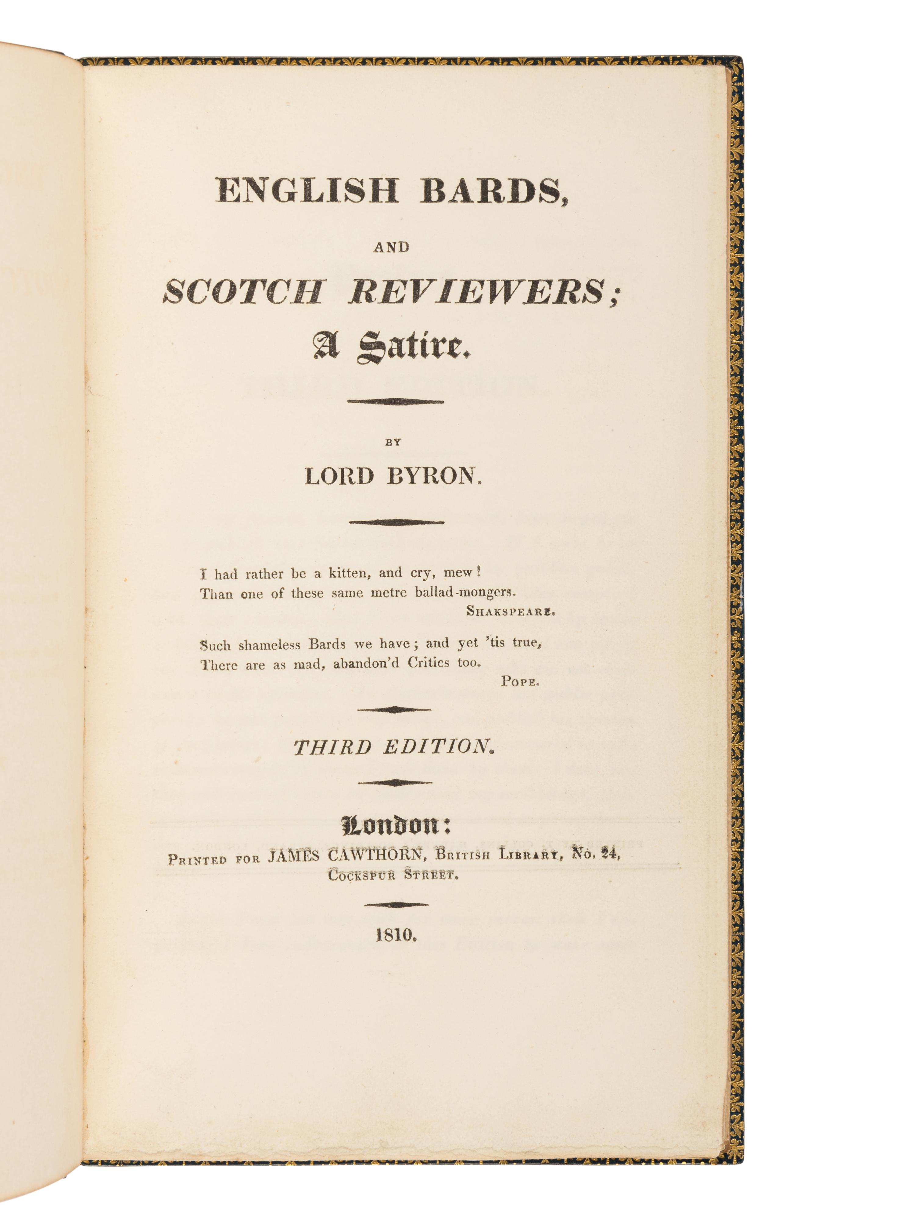 BYRON, George Gordon Noel, Lord (1788-1824). Hebrew Melodies . London: John Murray, 1815.