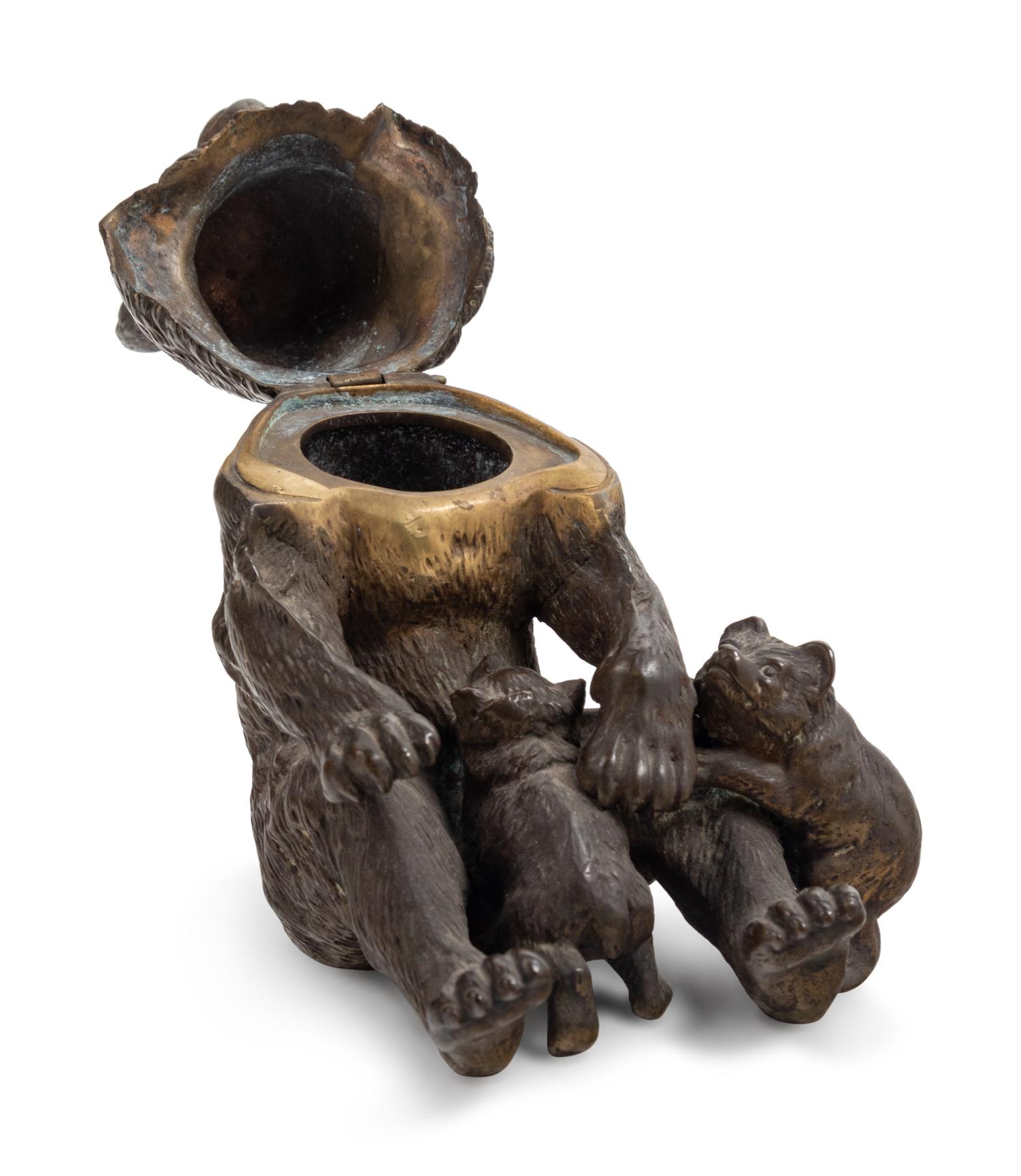 A French Cast Bronze Bear-Form Encrier