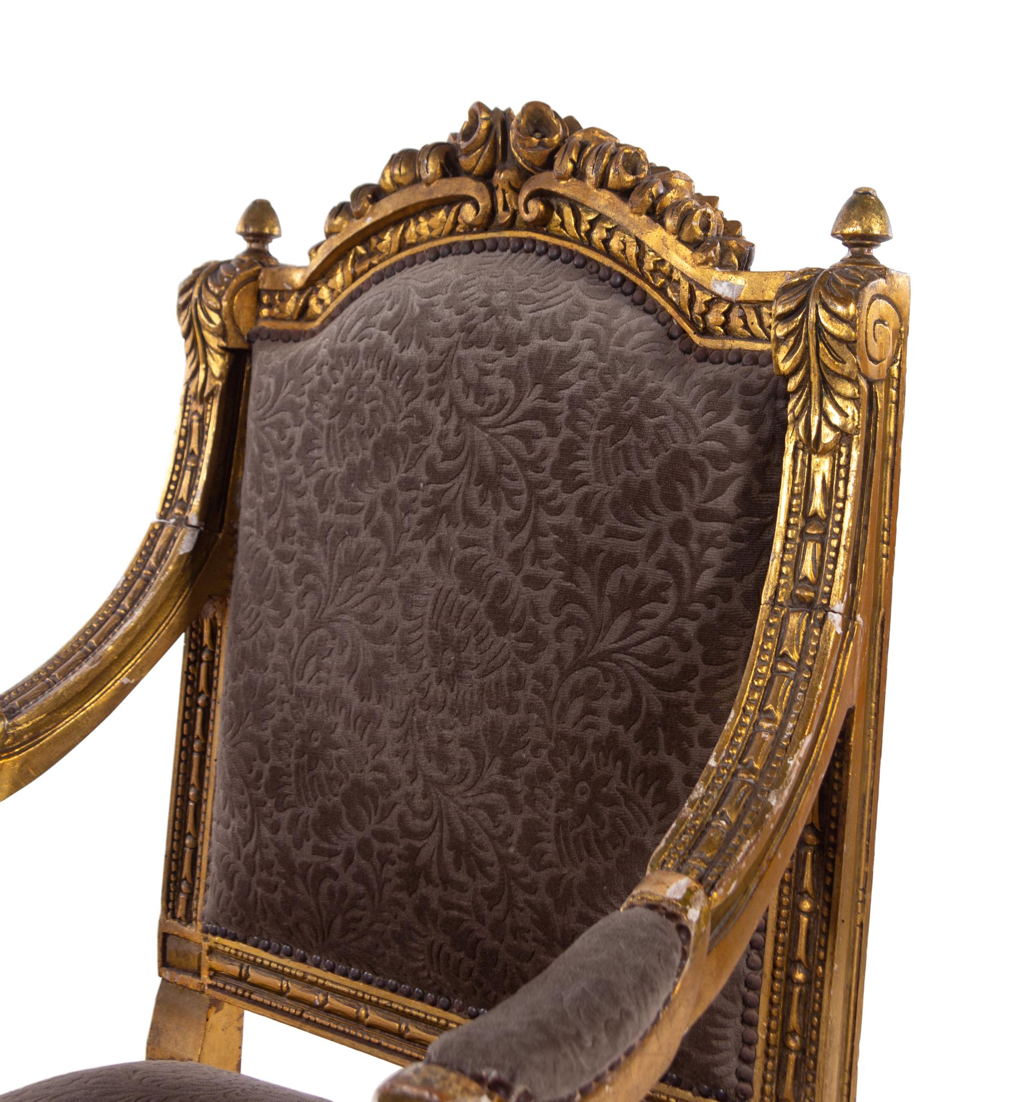 A Pair of Louis XVI Style Giltwood Fauteuils