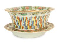 A Chinese Famille Rose Porcelain Basket and Underplate
