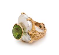 PERIDOT AND CULTURED PEARL RING