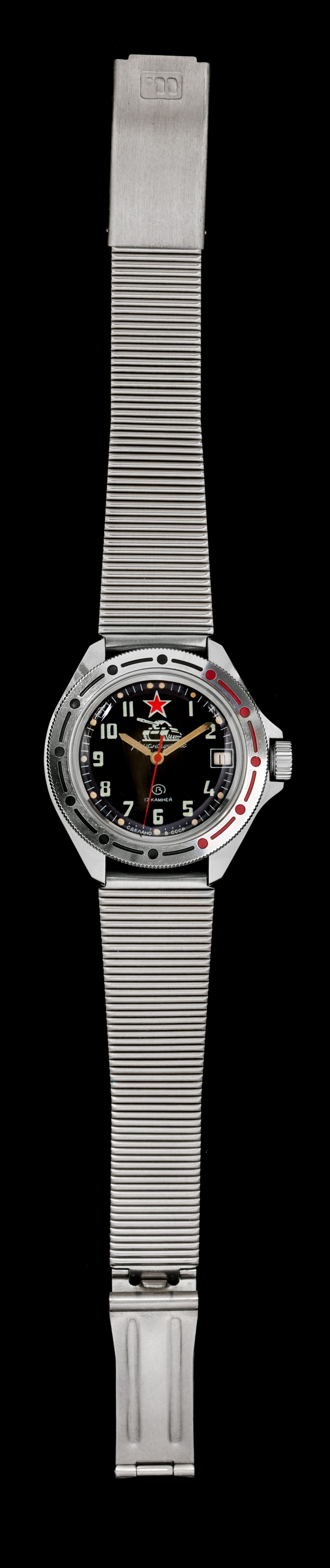 A Vintage Steel Komandirskie Wristwatch, Vostok, Soviet Russia,