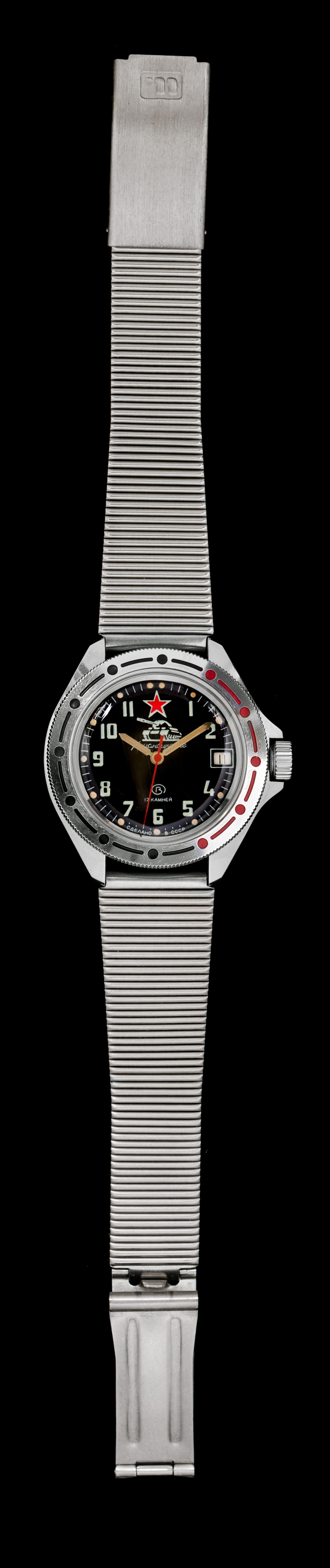 A Vintage Steel Komandirskie Wristwatch, Vostok, Soviet Russia,