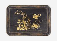 A Louis XV Ebonized and Parcel Gilt Dished-Top Side Table