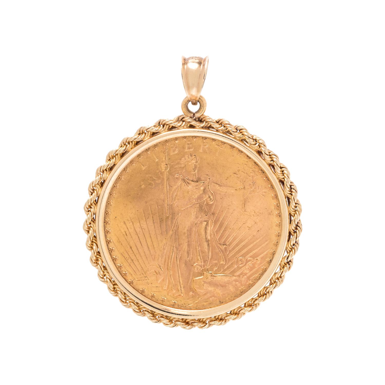 YELLOW GOLD AND COIN PENDANT