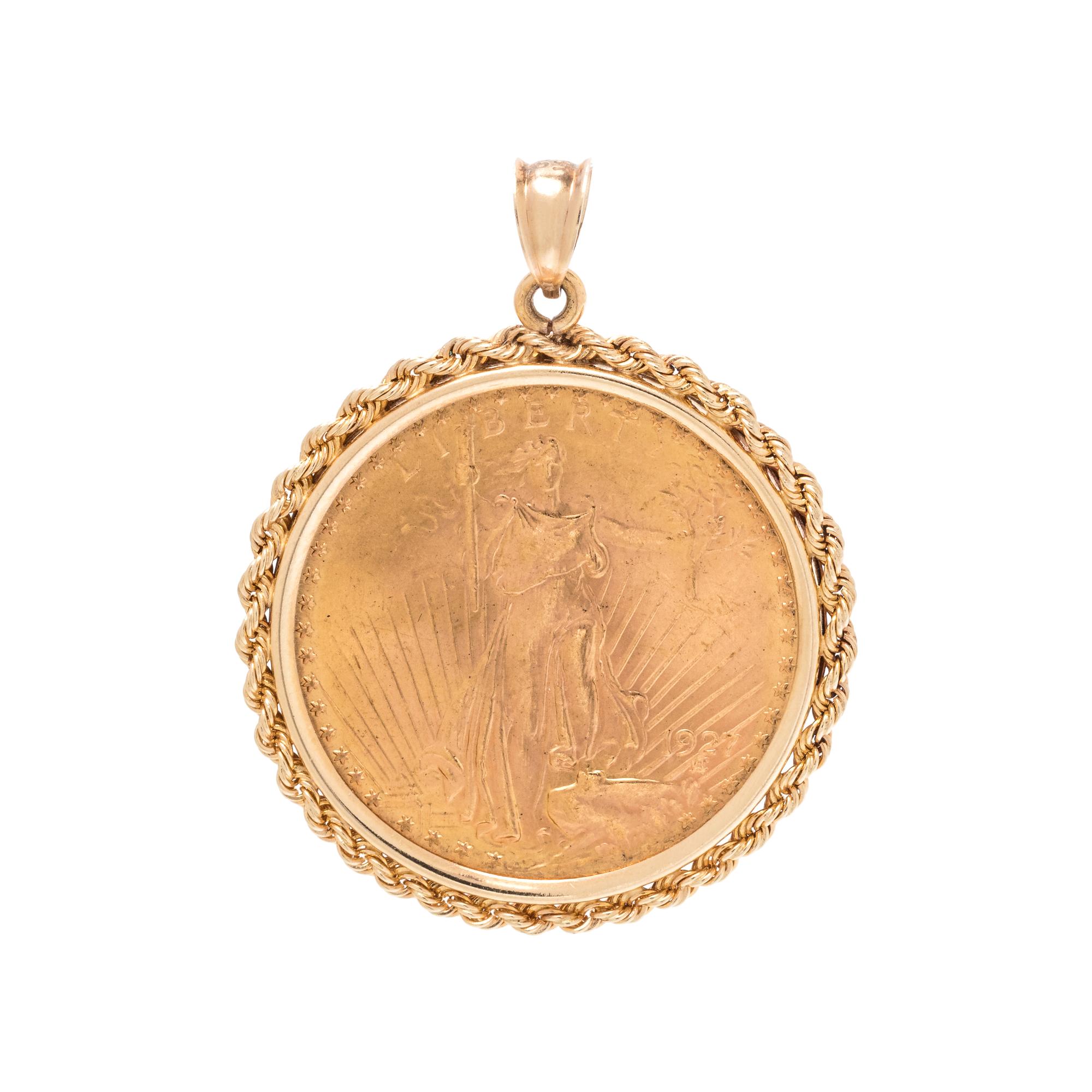 YELLOW GOLD AND COIN PENDANT