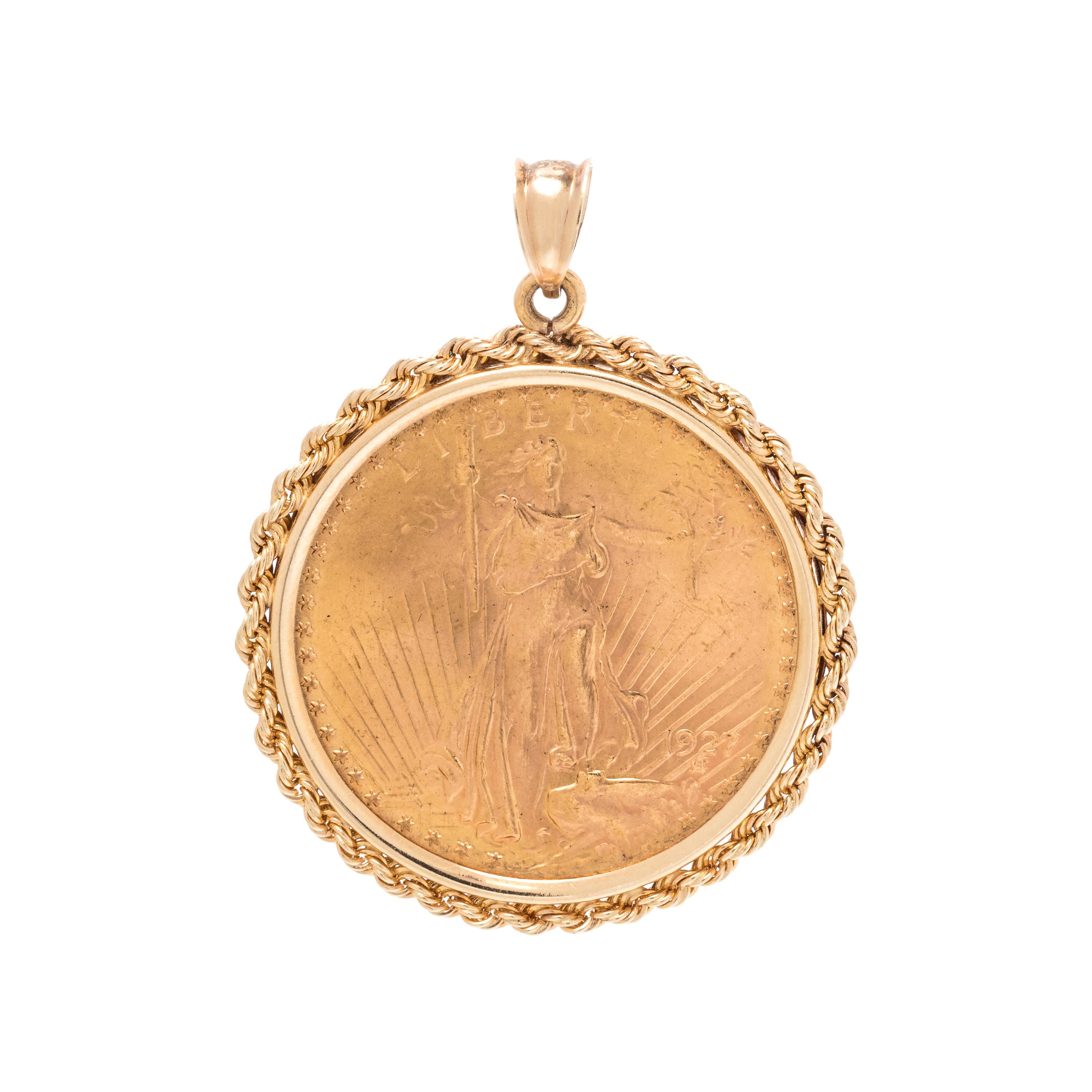 YELLOW GOLD AND COIN PENDANT