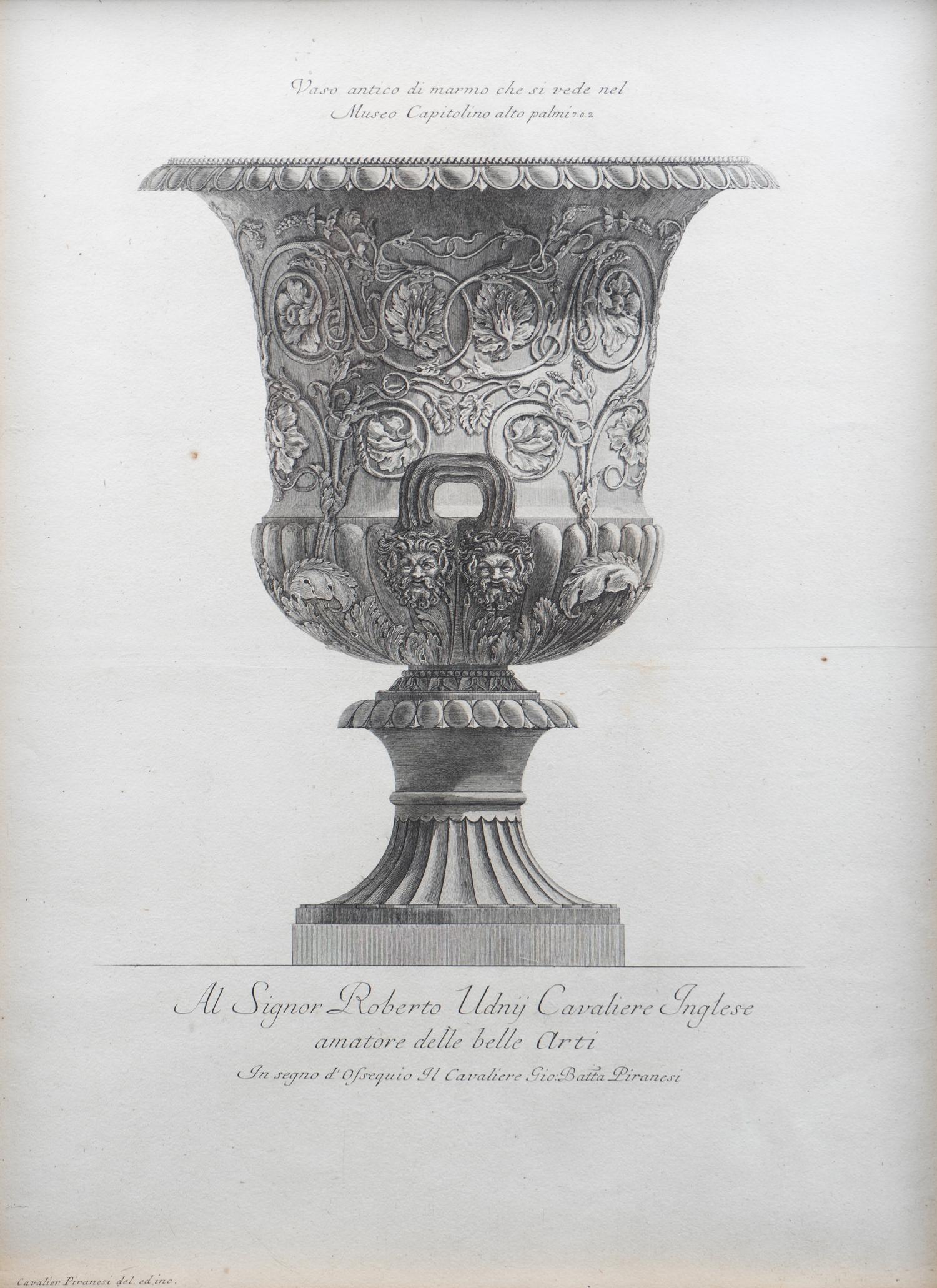 An Italian Engraving of a Marble Vase from the Pallazzo Barberini by Giovanni Batista Piranesi — 19TH CENTURY