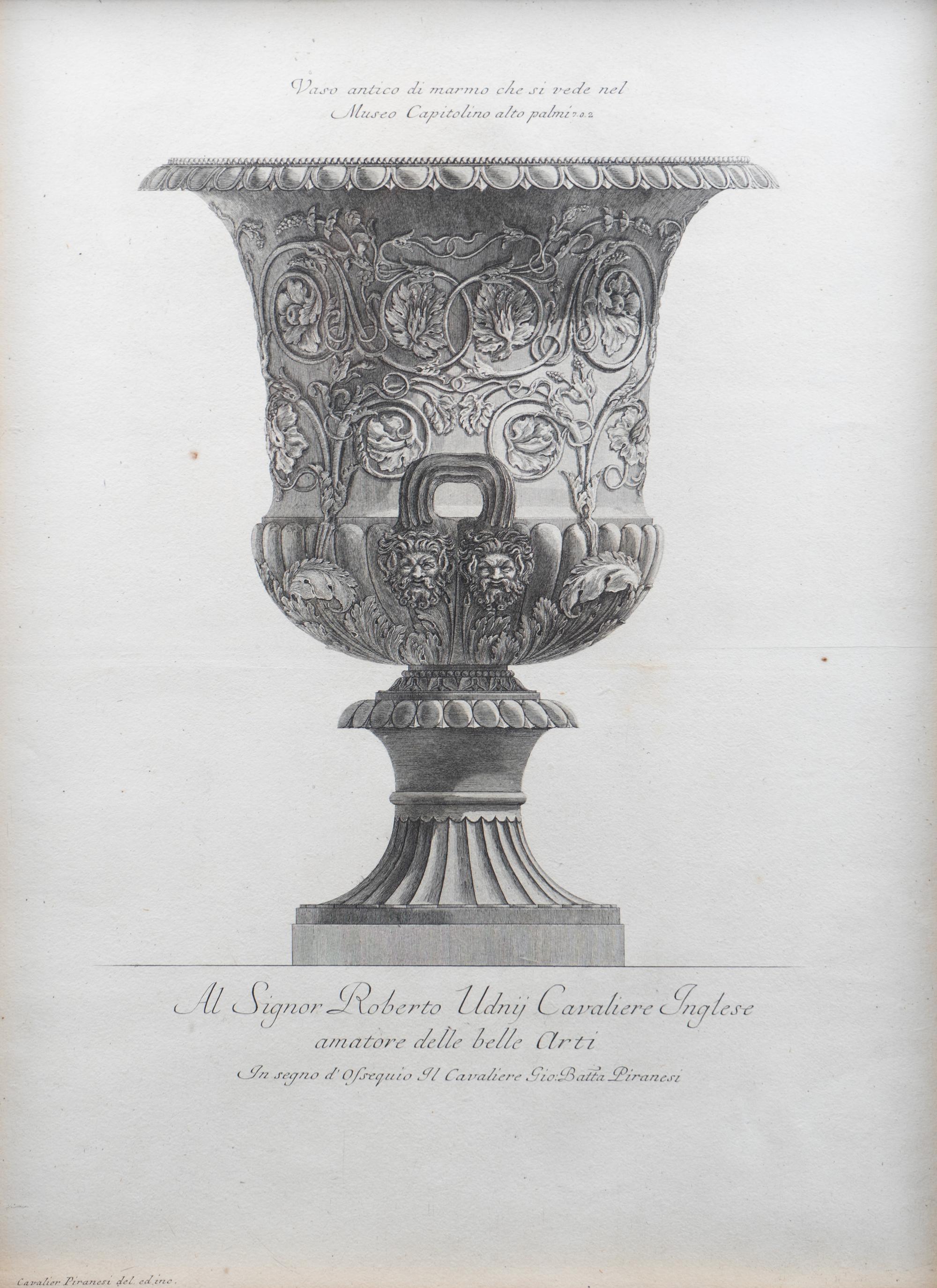 An Italian Engraving of a Marble Vase from the Pallazzo Barberini by Giovanni Batista Piranesi — 19TH CENTURY
