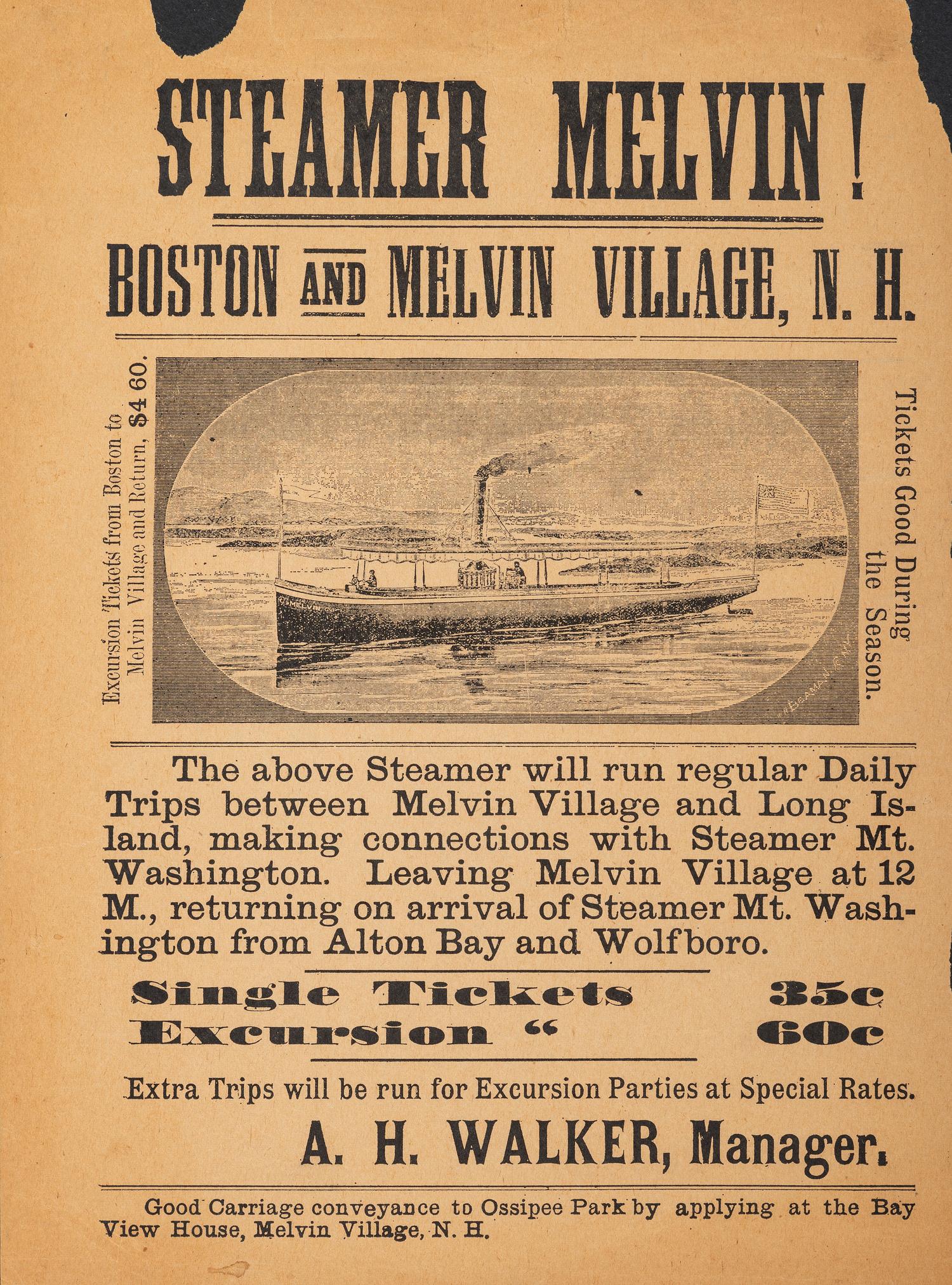 [TRANSPORTATION]. A group of 2 broadsides promoting ships, incl. the Barge Manhattan and the Steamer Melvin .