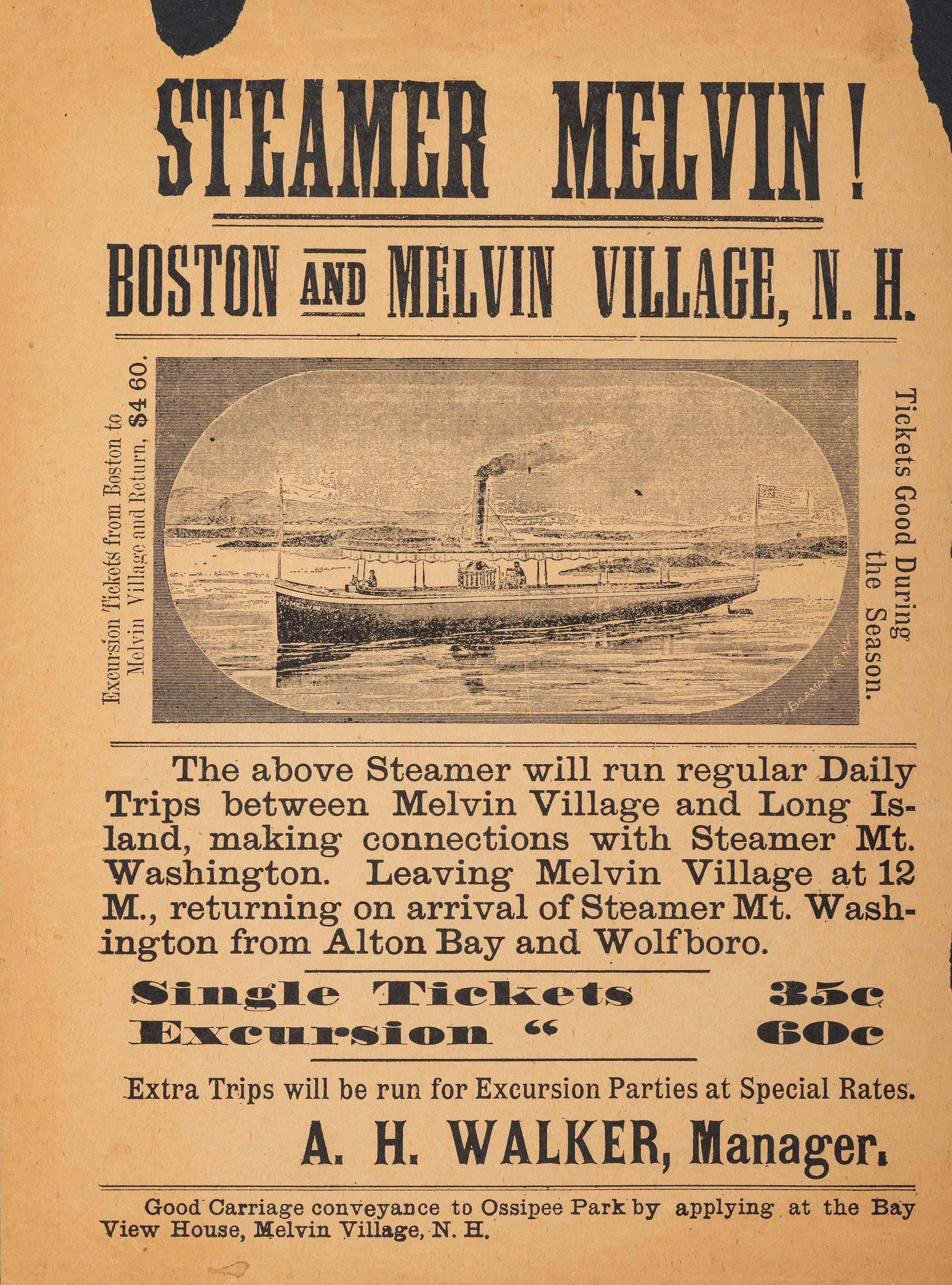 [TRANSPORTATION]. A group of 2 broadsides promoting ships, incl. the Barge Manhattan and the Steamer Melvin .