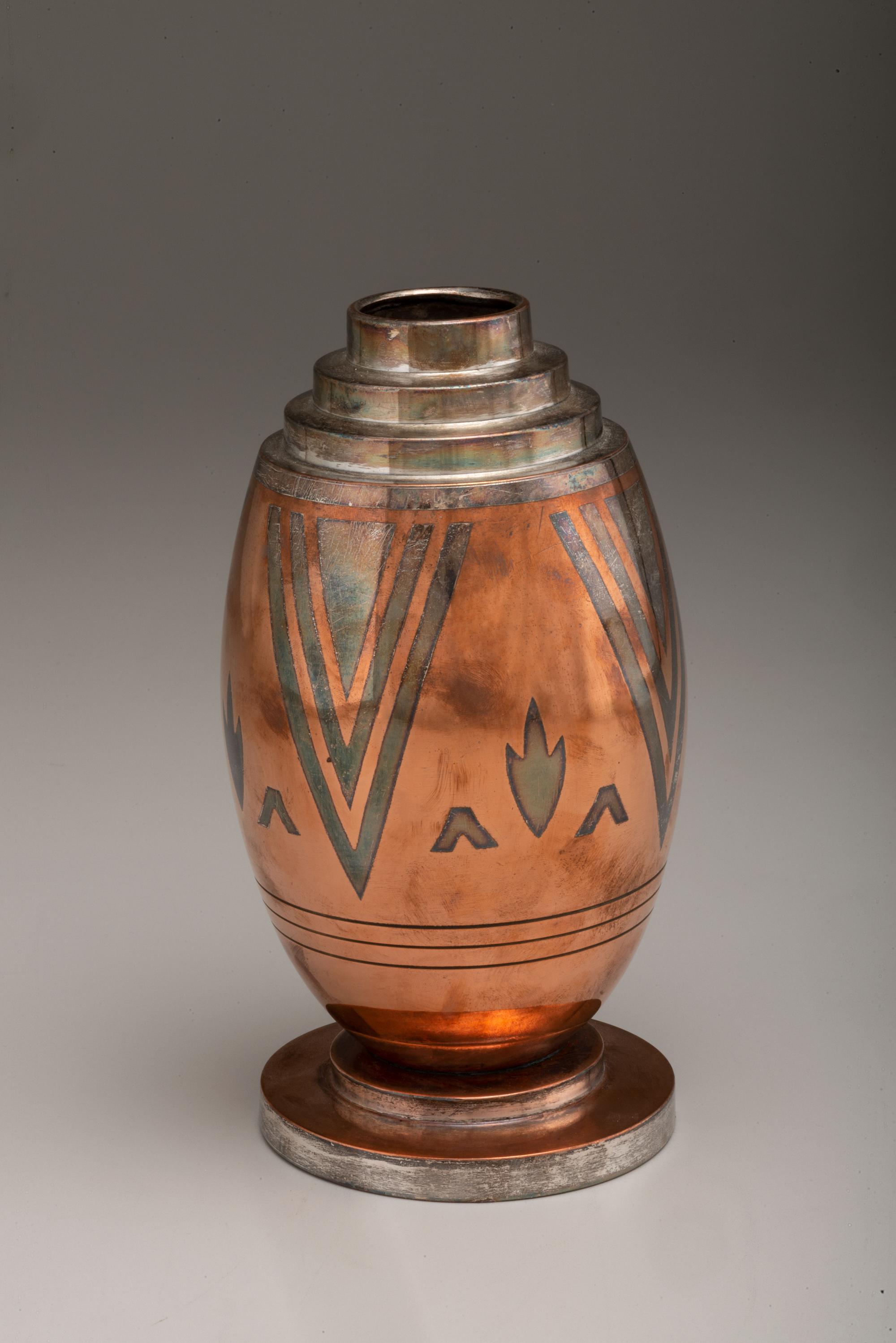 Mixed Metal Art Deco Vase