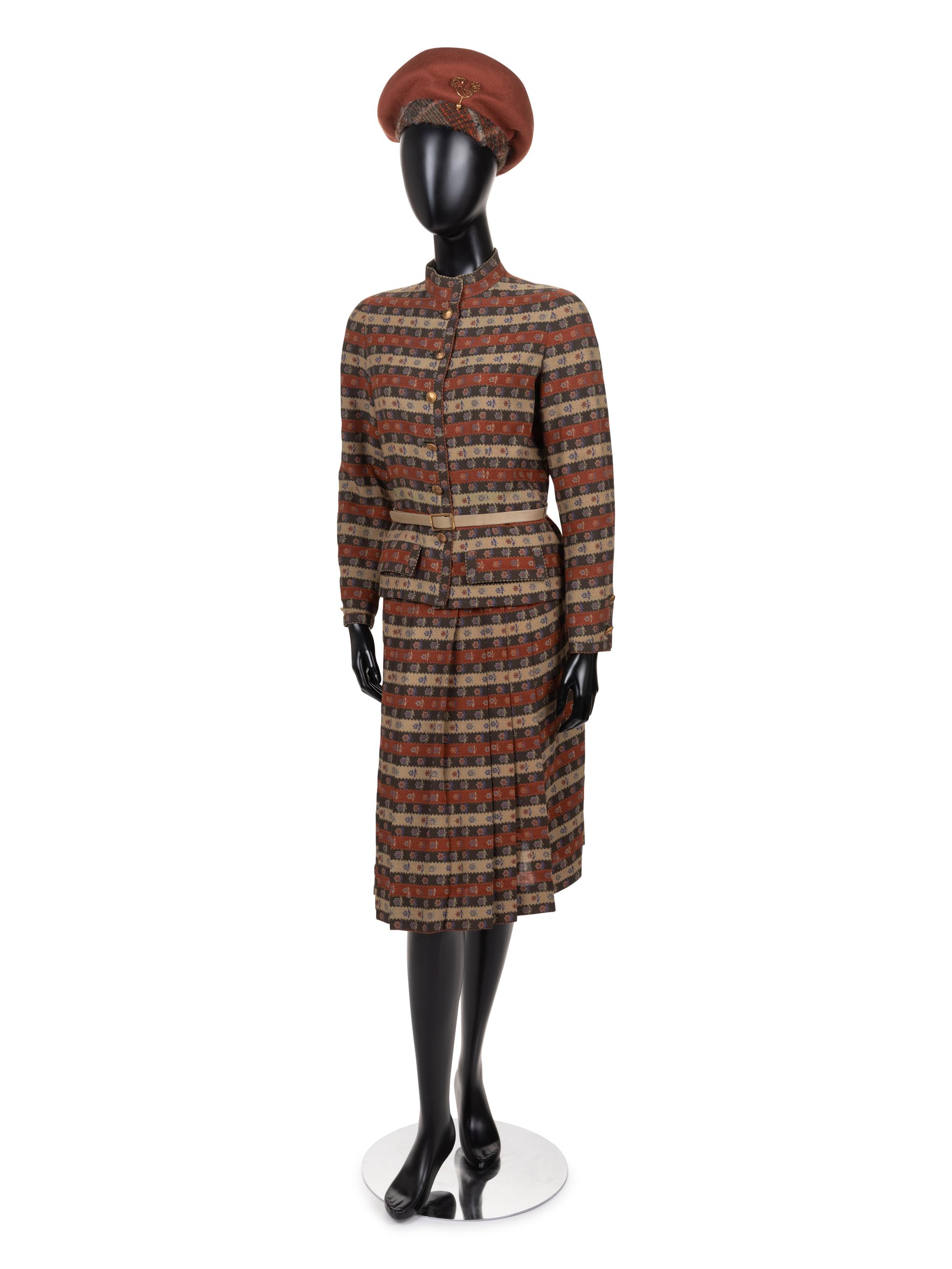 Chanel Haute Couture Skirt Suit and Coat, with Paulette Beret, 1981