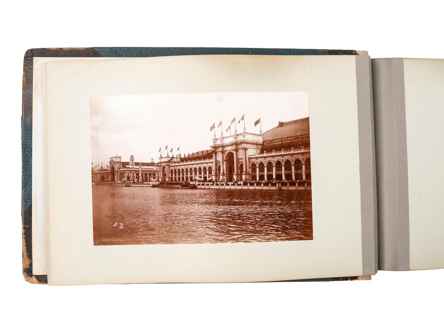 [WORLD'S FAIR]. GOLSEN, Ralph J., photographer. Photo album and souvenir map for the 1893 Chicago World's Columbian Exposition.