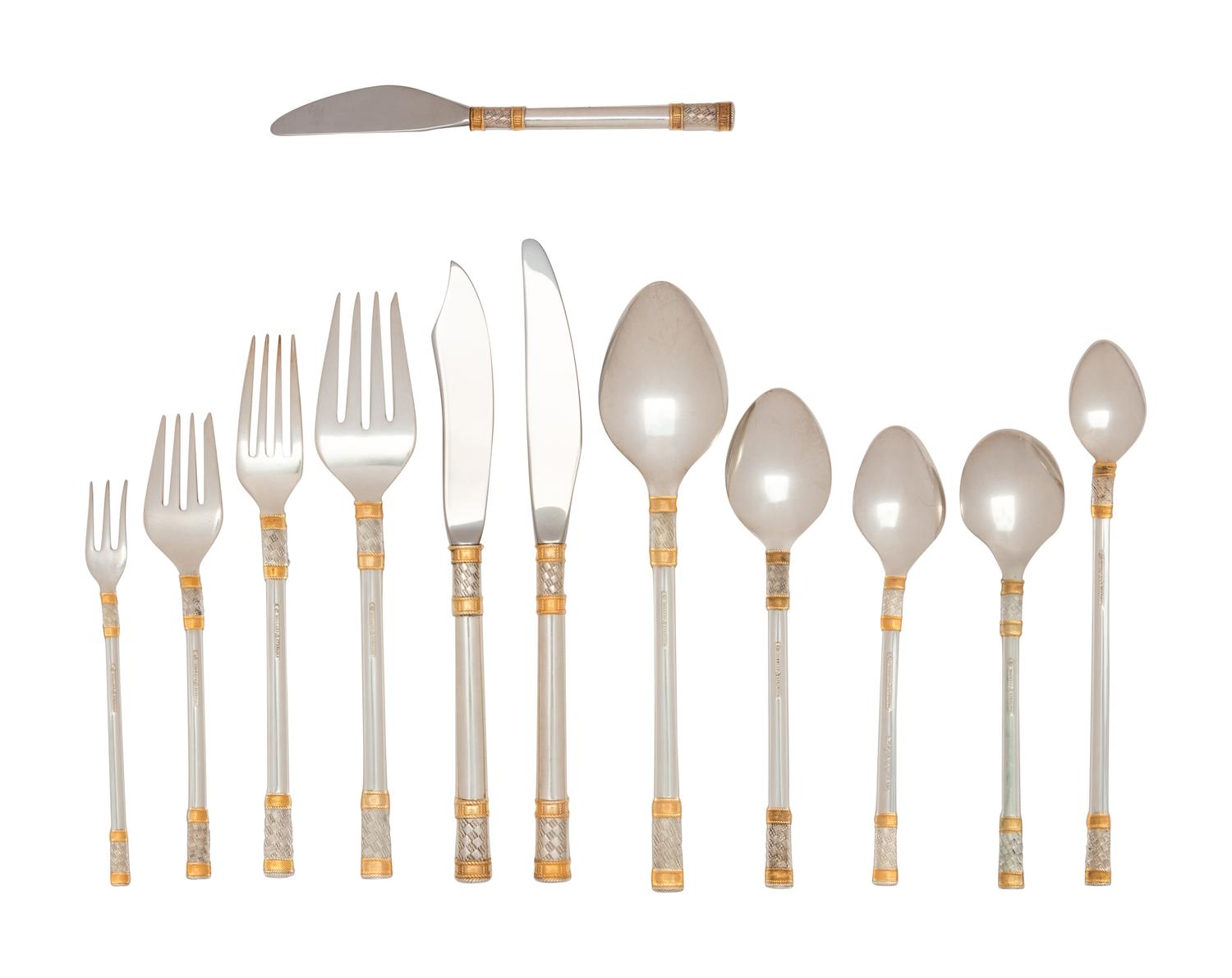 An American Parcel Gilt Silver Flatware Service