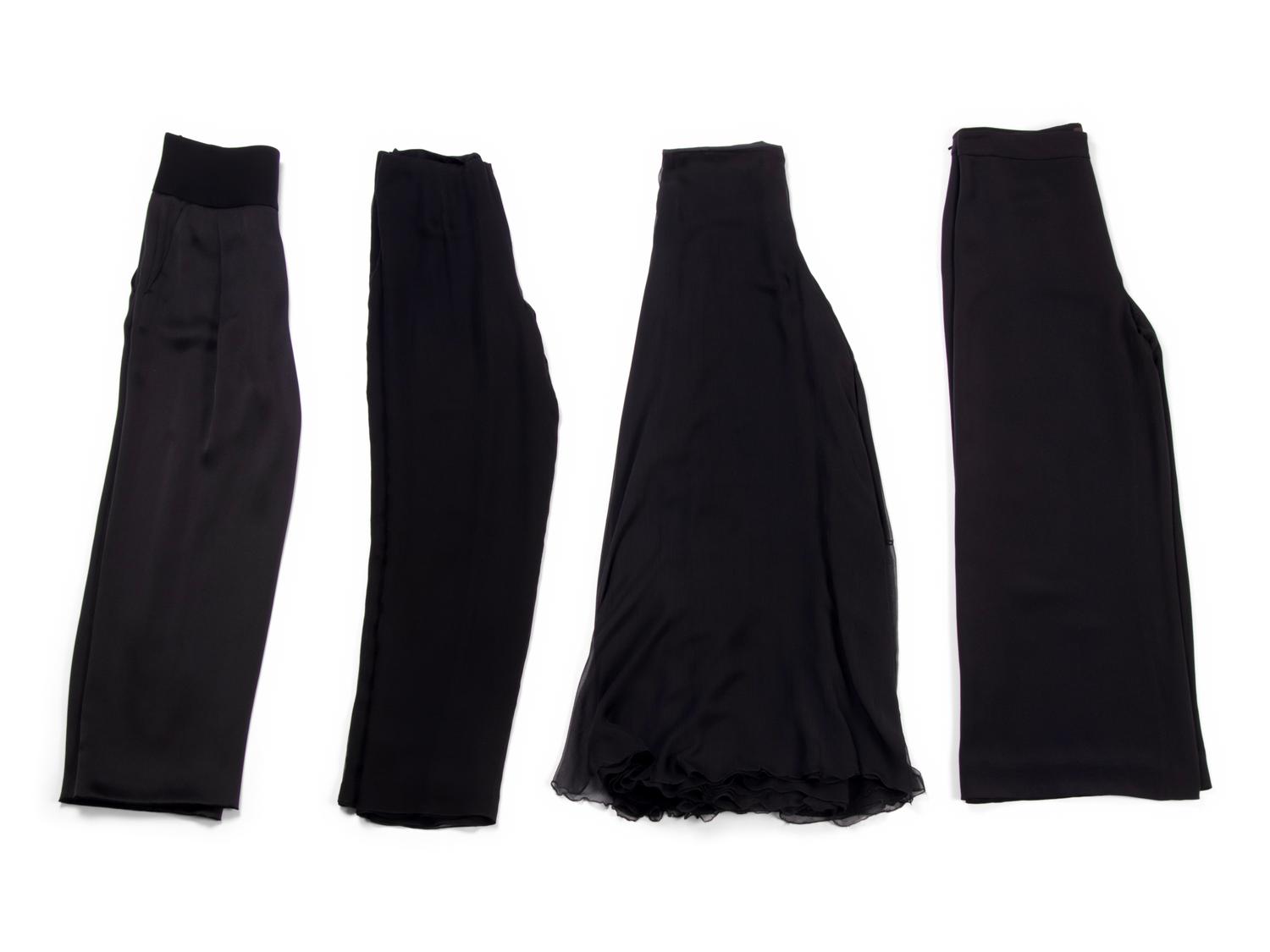 Nine Pairs of Designer Pants: Three Ralph Rucci, One Oscar de la Renta, One Carolina Herrera, and Four Giorgio Armani