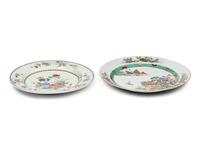 Two Chinese Export Enameled Porcelain Chargers