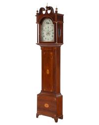 An English Mahogany and Marquetry Tall Case Clock