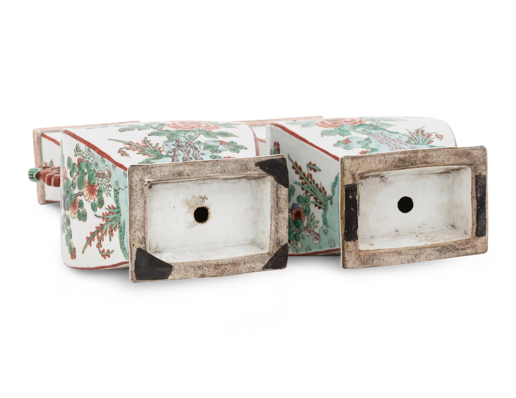 A Pair of Chinese Famille Verte Porcelain Vases