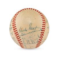 A 1949 Cleveland Indians Team Signed Autograph Baseball Featuring Multiple Hall of Famers (PSA Letter of Authenticity),