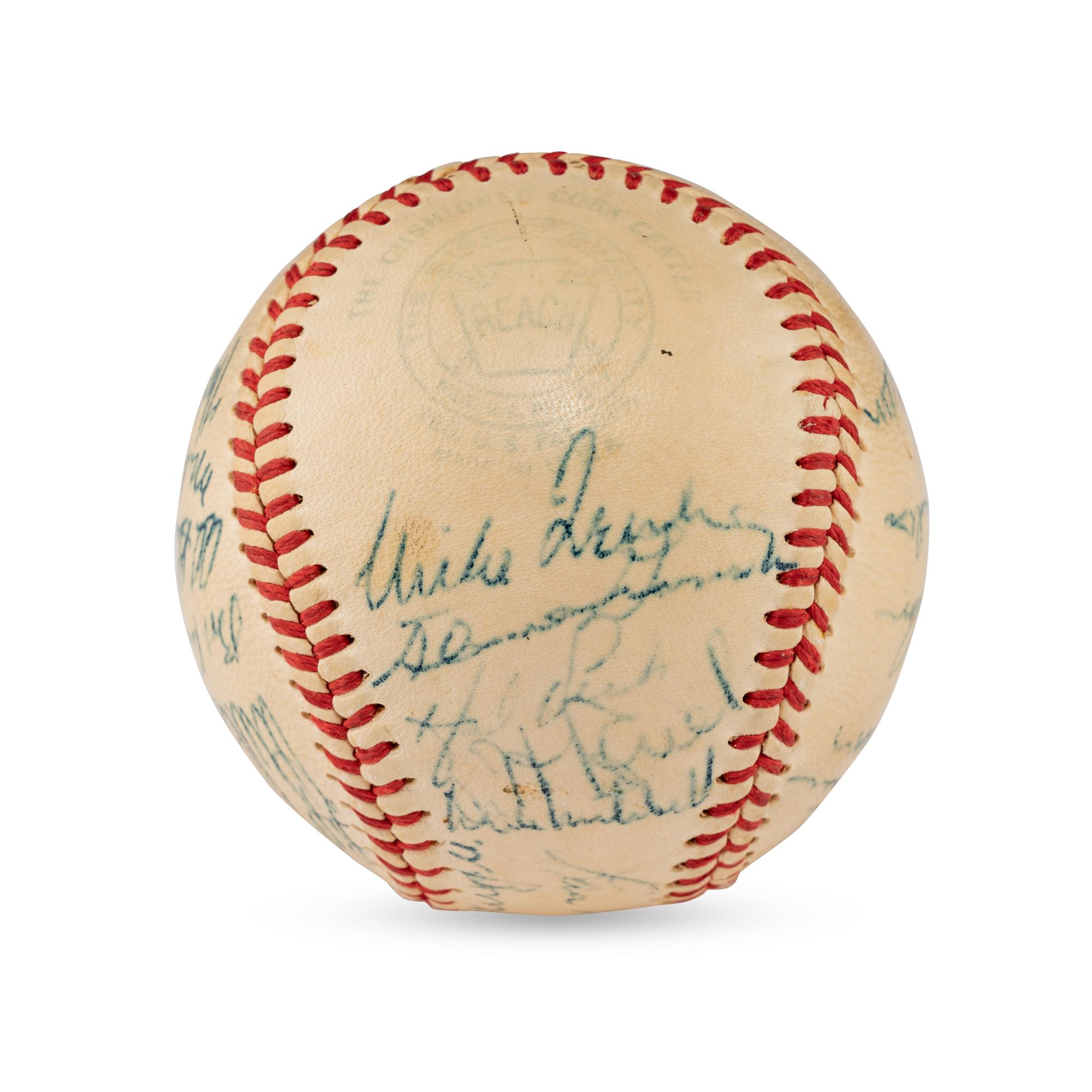 A 1949 Cleveland Indians Team Signed Autograph Baseball Featuring Multiple Hall of Famers (PSA Letter of Authenticity),
