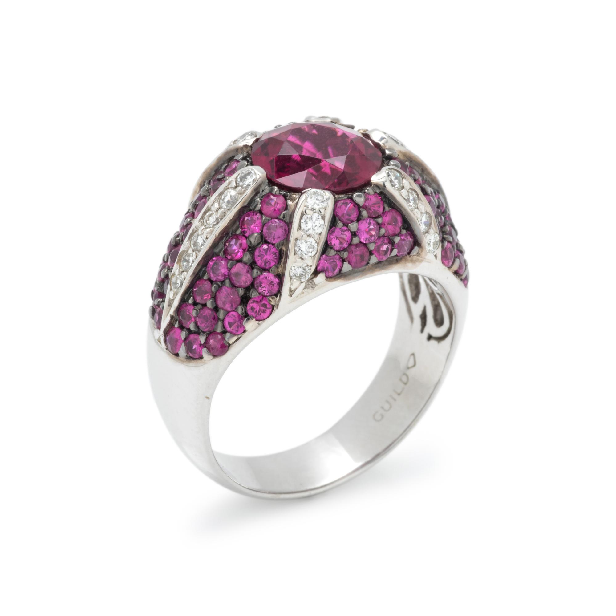RUBELLITE TOURMALINE, DIAMOND AND PINK SAPPHIRE RING