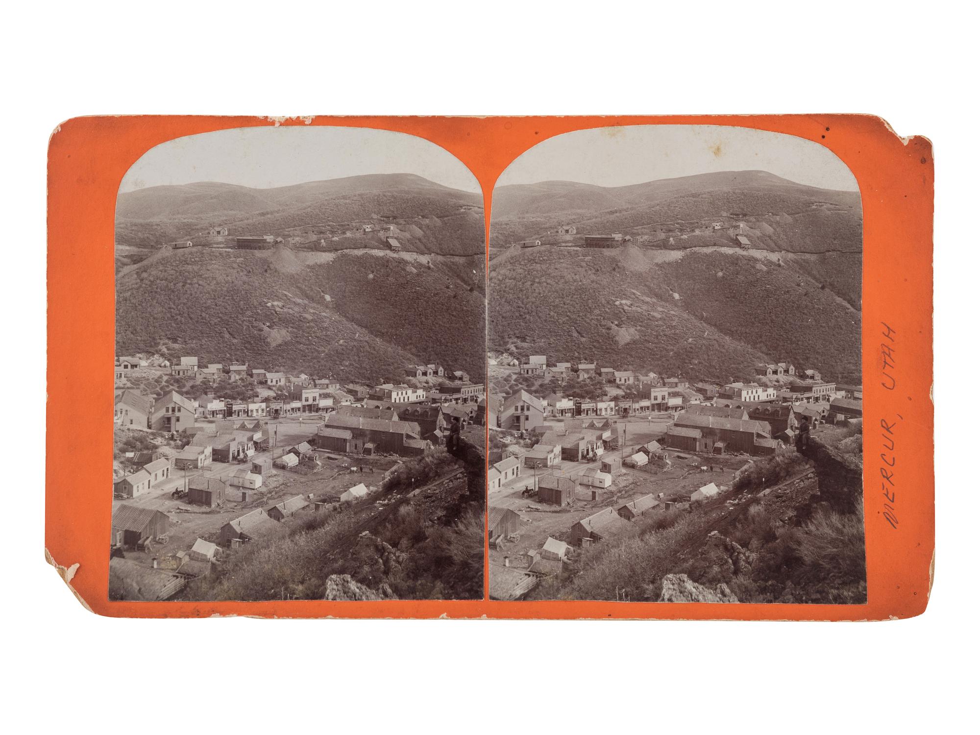 [UTAH]. Stereoview of mining town Mercur, Utah in Tooele County. Ca 1890.
