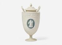 A Wedgwood Solid White Jasperware Vase and Cover, UK, early 19th century