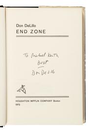 DeLILLO, Don (b. 1936). End Zone . Boston: Houghton Mifflin Company, 1972.