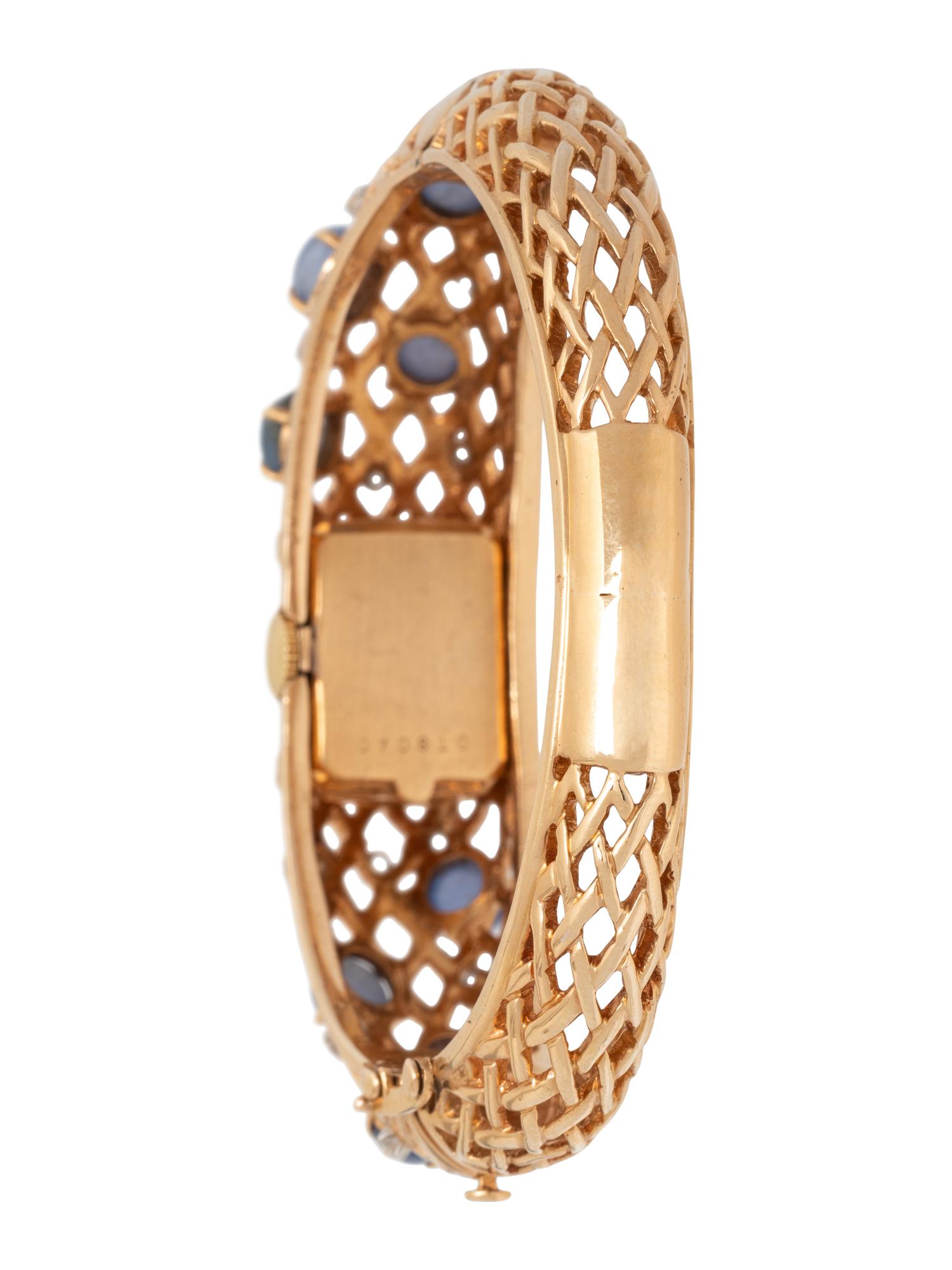 LUCIEN PICARD, YELLOW GOLD, STAR SAPPHIRE, AND DIAMOND BRACELET WATCH
