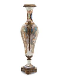 A Sèvres Style Gilt Bronze Mounted Porcelain Urn