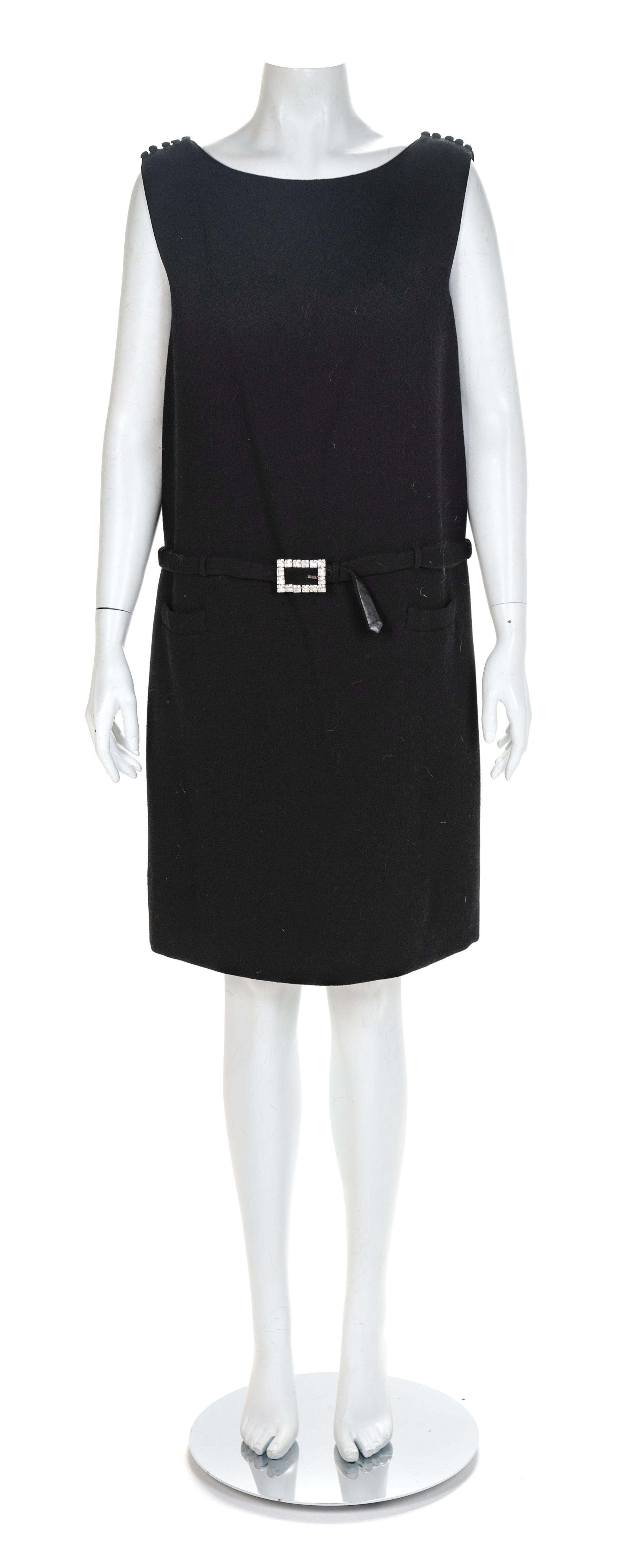Norman Norell Black Wool Sheath Dress, 1960s No size label