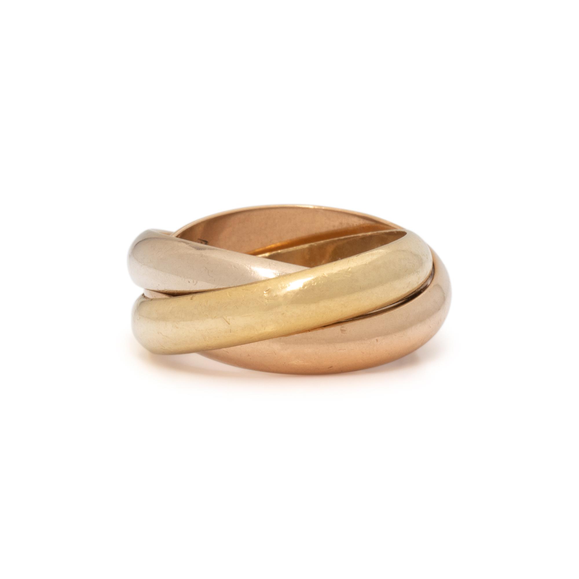 CARTIER, TRICOLOR GOLD 'TRINITY' RING