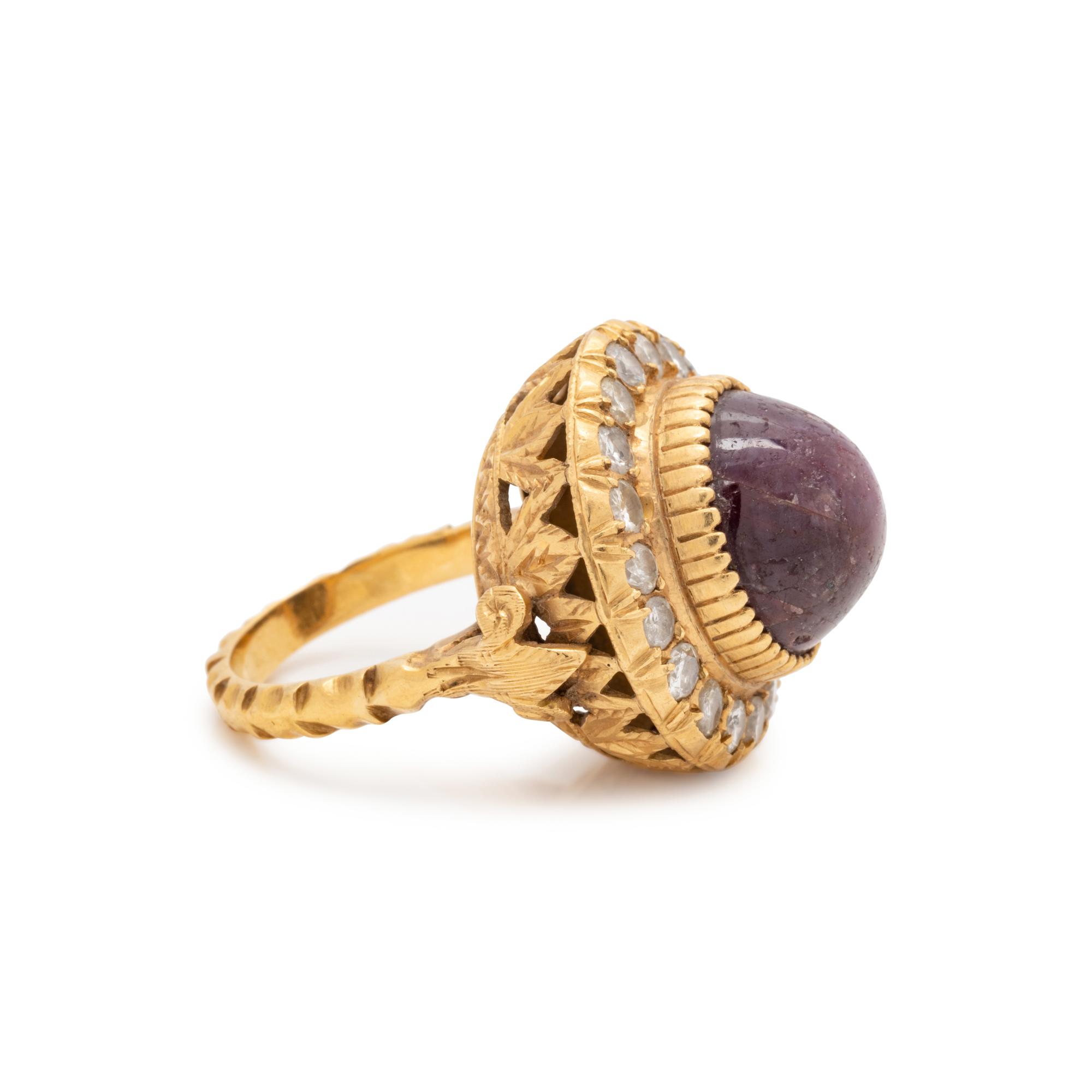 STAR RUBY AND DIAMOND RING