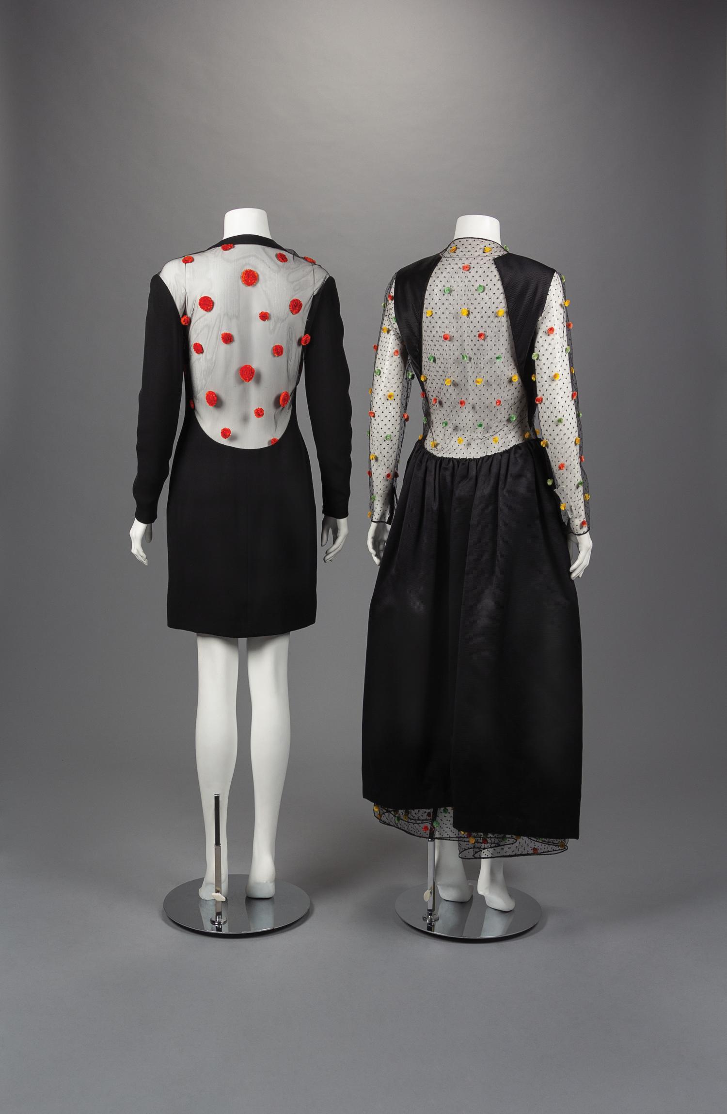 Two Geoffrey Beene Dresses with Chenille Detail, Fall 1989